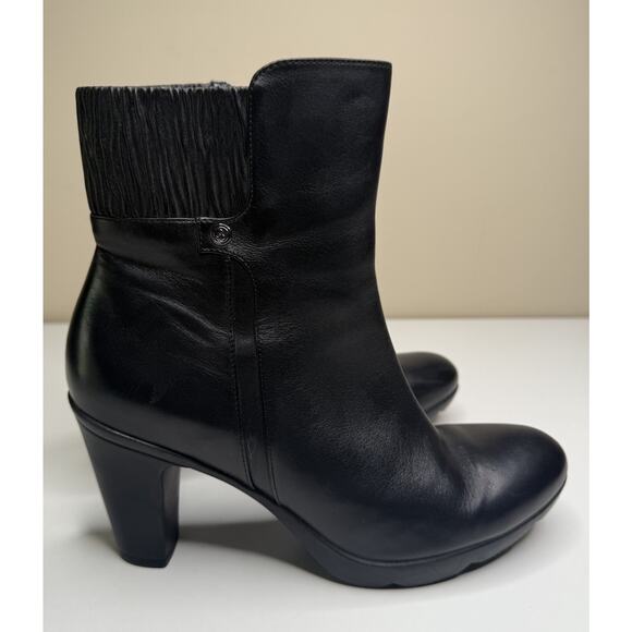Blondo Loann Heeled Ankle Boot Womens 10M Black Leather Side Zip Waterproof - Picture 1 of 10